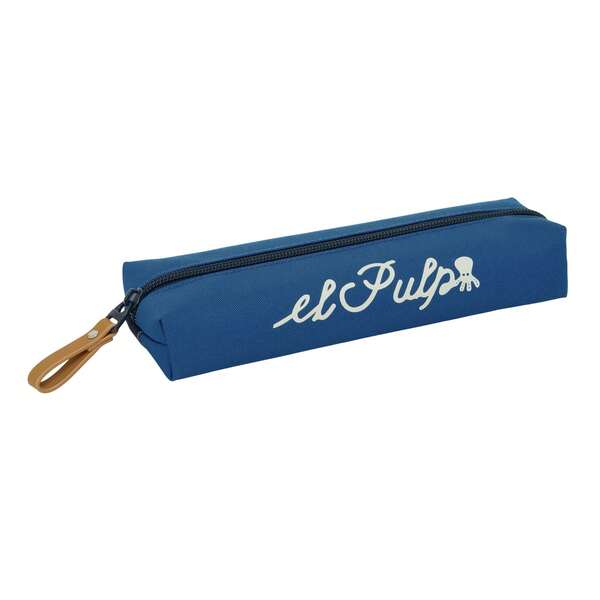 | Rectangular Pencil Case El Pulpo With Elastic Back Strap School Organizer With 1 Compartment And Zipper, Attachable To Notebook Or Folder, Navy, Official License, Back To School