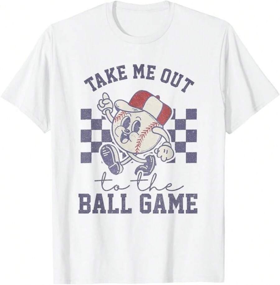 Vintage T-Shirt "Take Me To The Baseball/Softball Game" - Summer Tops - 白色 - 查看 1