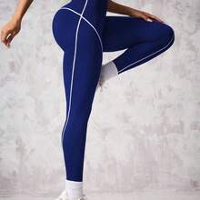 Yunuo Menswear Slayform 1 pieza Leggings cortos con patrón de rayas de contraste blanco y negro para mujeres, para hacer ejercicio y yoga - Rojo y blanco - Ver 4