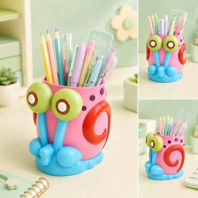 SpongeBob SquarePants Porta-canetas Gary Snail Calça Quadrada (1 unidade), Organizador de Mesa de Desenho Animado, Copo de Plástico para Lápis, Acessórios Criativos para Escritório, Porta-Artigos de Papelaria, Organizador de Pincéis de Maquiagem, Decoração para Espaço de Trabalho Doméstico, Presente Original, Organizador de Mesa Estético