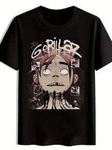 Camiseta Gráfica de Gorila Negra para Hombre - Camiseta Casual de Corte Holgado con Estampado de Cara y Espalda de Gorila, Cuello Redondo y Manga Corta, Tela Ligera y Transpirable para Gimnasio, Playa, Aire Libre y Uso Casual - Camiseta Cómoda para Todas las Temporadas - Negro - Ver 7