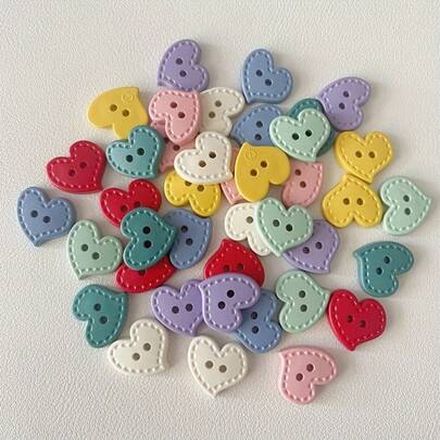 16/40Pcs Mixed Color Cartoon Resin Buttons - Heart And Tear Shapes - Sewing, Knitting, Crafts, DIY Clothing, Decorative Accessories - 17Mm