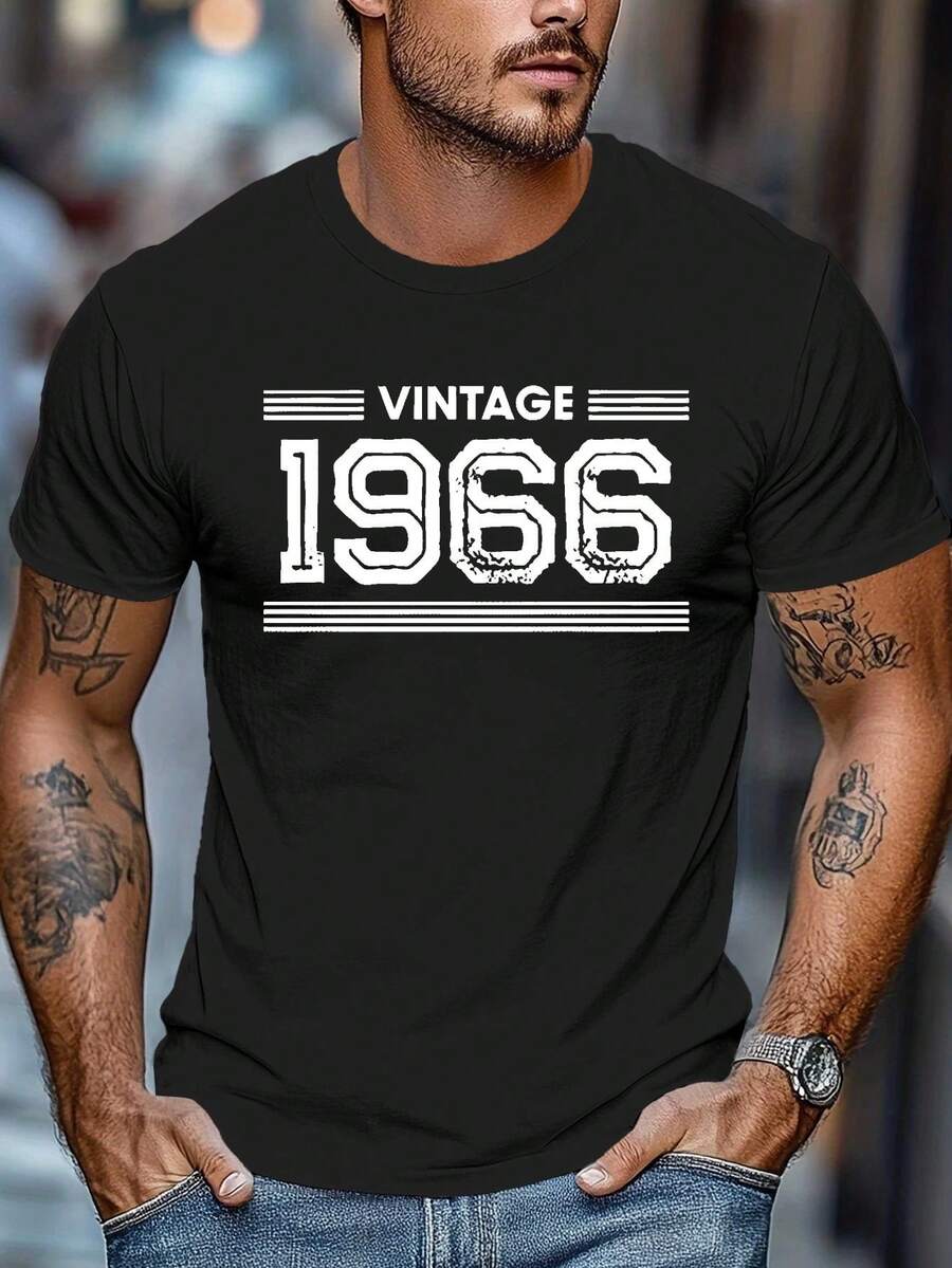 CAMISETA VINTAGE 1966 CRINLE PARA HOMBRE TALLA GRANDE, TALLA PLUS - Negro - Ver 1