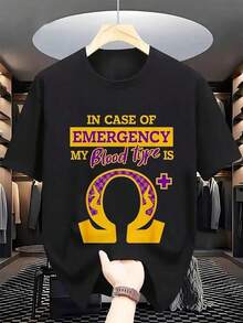 Camiseta Divertida de la Fraternidad  "Mi Tipo de Sangre es Omega" - Camiseta con Símbolo de Omega, Cuello Redondo Suave y Transpirable en /Morado/Amarillo para Hermanos de Fraternidad - Ropa Casual, Fiesta, Regalo Ideal para Hermanos, Colores Vibrantes, Material Duradero, Diseño con Eslogan, Idea para Sororidades - Negro - Ver 2