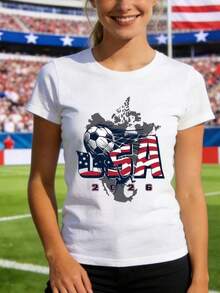 Ropa de Fan Patriótica del Equipo USA, Ideal para los Días de Partidos del Torneo, Copa Mundial USA 2026, Diseño Gráfico del Torneo Mundial 2026, Uso Diario para Unisex y Niños - Negro - Ver 6