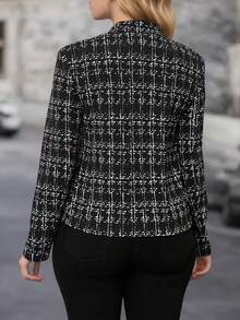 Women's Fashion Woven Open Front Long Sleeve Jacket Coat, Suitable For Spring And Autumn Seasons. - Black - View 3
