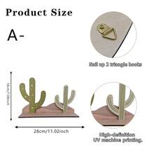 Estante de pared con forma de sandía, corona de nube y cactus de madera natural estilo bohemio con ganchos, organizador de llaves para la entrada, estante decorativo de pared para plantas suculentas verdes en sala de estar y dormitorio, estante de almacenamiento y exhibición de madera 2D, decoración de pared creativa - Ver 7