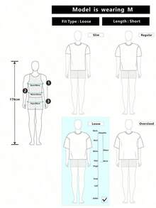 Camiseta de manga corta de cuello redondo con gráfico de letras casual para hombre, de verano - Blanco - Ver 3