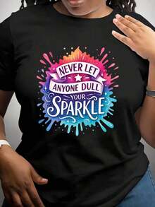 Camiseta única y colorida con diseño vibrante que resalta el mensaje Nunca dejes que nadie apague tu brillo ideal para los amantes del estilo y2k atractiva y llamativa perfecta para cualquier ocasión y para destacar tu personalidad brillante - Negro - Ver 1