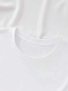Camiseta de mujer, camiseta con estampado de moda para mujer, top casual de manga corta con cuello redondo, estampado artístico de moda, holgada y versátil para el uso diario en verano. - Blanco - Ver 5