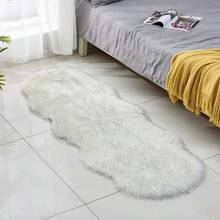 Floor Protection Fluffy Shaggy Sheepskin Rug Soft Rugs Faux Fur Bedroom Mats UK - White & Gray - View 1