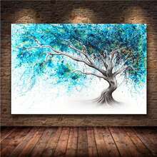 طقم رسم الماس 5D بنمط فرع أزرق، رسم الماس كامل الدائرة، هدية حرفية لديكور المنزل - مشاهدة 4