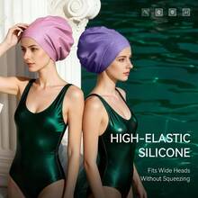 WATERTIME Large Swim Cap Long Hair, Dreadlocks, Weaves, Hair Extensions, Braids, Curls Afros Designed Long Hair, Soft Silicone Pool Cap Women Men - Navy Blue + X-large - View 3