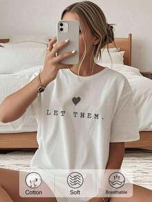 Playeras de mujer, nueva camiseta 100% algodón para mujer, suave y ligera, de cuello redondo y manga corta, top básico, camiseta casual holgada con hombros caídos para mujer, camiseta con frases positivas para la salud mental y la ansiedad, camiseta con cita inspiradora, idea de regalo para el autoamor, camisetas divertidas, conjuntos casuales para mujer, regalo para el Día de la Madre, regalos de agradecimiento para maestras 2026, blusas casuales para dama. - Blanco - Ver 6