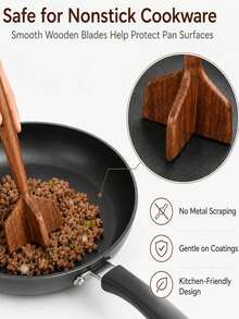 1pc Teak Wooden Meat Chopper, Wooden Ground Beef Masher, Meat Chopper For Ground Beef, Heat-Resistant Non-Scratch Wooden Meat Masher For Hamburger, Beef, Turkey, For Nonstick Cookware Heavy Duty Meat Chopper For Ground Beef For Nonstick Cookware - Multicolor - View 3