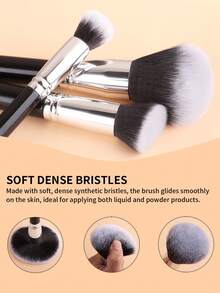 ronshadow Bộ 6 cọ trang điểm đa năng, bao gồm cọ phấn phủ, cọ má hồng, cọ nền, cọ phấn mắt, lông mềm mại, phù hợp cho người mới bắt đầu, dụng cụ trang điểm toàn mặt. - màu đen - Xem 4