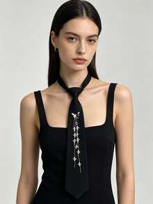 1pc School Uniform Style Neckline Brooch With Moon And Star Pendant, Suitable For Streetwear, Daily, Dark Academia And Cosplay - Multicolor - View 1
