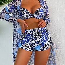 Nuevo y elegante traje de baño de tres piezas con estampado multicolor, sexy y atractivo. - Patrón 1 - Ver 5