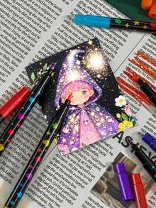 24 Colors Double-Tip Pens With Glitter & Quick-Dry Ink - Fine Point, Suitable For Scrapbooking, Card Making, Daily Use, 24 Color Set, Artist & Craft Use With Glitter Double-Tip Pens - Default - View 3