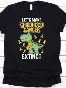 Hagamos que la conciencia sobre el cáncer en la infancia se extienda, camiseta con diseño de dinosaurio T-Rex lindo, camiseta de concientización sobre el cáncer para niños, camiseta genial sobre el cáncer, camiseta básica de algodón peinado, camiseta de mujer con suavidad superior, adecuada para todas las personas, ya sean mujeres o hombres, tela duradera de alta calidad, adecuada para todas las estaciones, suave al tacto pero construida para durar, camisetas transpirables para mujer, para otoño, para vacaciones, para disfraz de Halloween, 100% algodón. - Negro - Ver 1