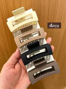 Bộ 4 kẹp tóc vuông nhỏ xinh màu đen và cà phê thời trang tối giản dành cho nữ, kích thước 2.5 inch, phù hợp với kiểu tóc buộc nửa đầu, thích hợp cho nhiều dịp, đi học, phụ kiện tóc nữ, quà tặng nữ, du lịch, sinh nhật. - Nhiều màu - Xem 1