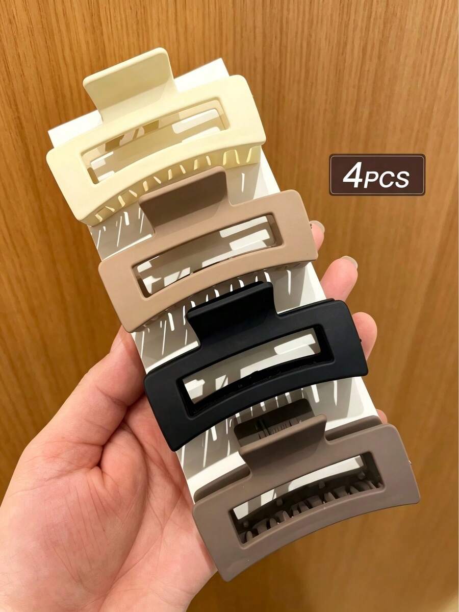 Bộ 4 kẹp tóc vuông nhỏ xinh màu đen và cà phê thời trang tối giản dành cho nữ, kích thước 2.5 inch, phù hợp với kiểu tóc buộc nửa đầu, thích hợp cho nhiều dịp, đi học, phụ kiện tóc nữ, quà tặng nữ, du lịch, sinh nhật. - Nhiều màu - Xem 1