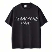 Rapper Drake Champagne Mami T Shirts Fashion Hip Hop Awesome Men Women Cotton T-Shirt Cotton Oversized T Shirt Streetwear Gifts - Black - View 1