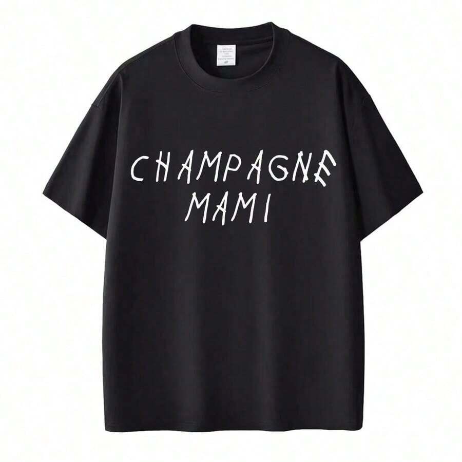 Rapper Drake Champagne Mami T Shirts Fashion Hip Hop Awesome Men Women Cotton T-Shirt Cotton Oversized T Shirt Streetwear Gifts - Black - View 1