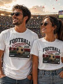 Camiseta de Fútbol Verano 2026 |   Camiseta con Gráfico de Balón de Fútbol, Camiseta de la Copa Mundial de EE. UU., Canadá y México - Negro - Ver 1
