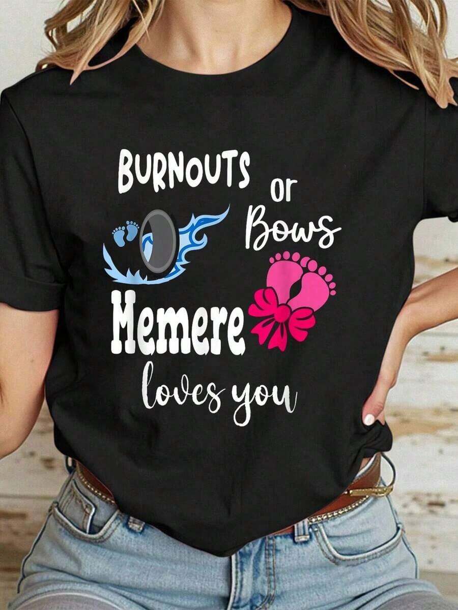 CasualBurnouts Or Bows Memere Loves You Camiseta de abuela franco-canadiense para mujer - Negro - Ver 1