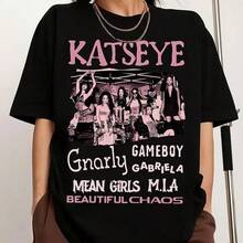 Sudadera inspirada en Katseye, Camiseta estilo Beautiful Chaos World Tour, Camiseta gráfica Soft Is Strong, Ropa para fans de K-Pop - Negro - Ver 6