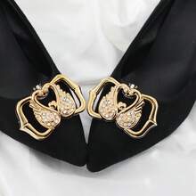 1 par de Clipes de Sapato em Formato de Cisne Coração para Sandálias - 7,3cm Enfeite de Cisne Duplo de Bambu Dourado com Strass, Decoração de Cristal Aurora ABS Brilhante para Sandálias, Saltos e Sapatilhas de Verão, Acessórios de Sapato para Casamento, Festa e Noiva para Mulheres - Dourado - Visão 7