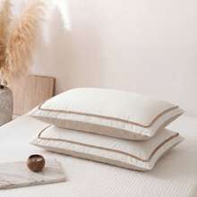 1/2 piezas Juego de fundas de almohada rectangulares con diseño de patchwork en color blanco & café con forma de pequeñas bolas - Incluye 1 o 2 fundas de almohada (relleno de almohada no incluido), reversible, estilo campestre fresco y lindo, ligero & transpirable, lavable a máquina - Multicolor - Ver 12