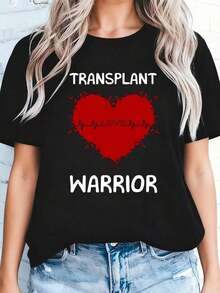1 camiseta para mujer "Guerrera del Trasplante de Corazón" - Camiseta de concientización sobre donación de órganos y trasplantes con diseño de corazón rojo y línea de EKG - Camiseta negra de 180 g/m² para mujer - 100% algodón. - Negro 3 - Ver 12