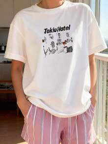 1 pieza Camiseta unisex de la colección Hot Tokio Hotel Tour Singer, todas las tallas, 180g, 100% algodón - Negro 3 - Ver 9