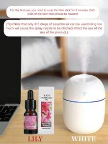 白色便攜式Y型香氛擴香機 + 10ml精油，220ml USB加濕霧化噴霧器，適用於室內、居家、飯店、浴室除臭，持久留香空氣清新劑，情人節禮物，聖誕禮物 - 彩色 - 查看 33