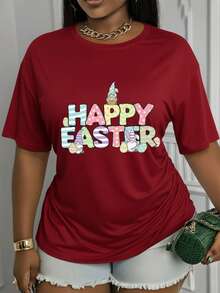 Suave, transpirable y ligera para comodidad durante todo el día. Camiseta de manga corta con estampado de Pascua, una de las mejores opciones para ropa casual, elasticidad media, lavable a máquina, camiseta casual de manga corta con cuello redondo y estampado para mujer, camiseta básica a la moda, top versátil de manga corta. Cuello redondo clásico con un corte relajado que favorece todas las formas del cuerpo y es fácil de combinar con jeans, shorts y leggings. - Blanco - Ver 10