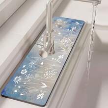 1片装花纹水槽排水垫，适用于厨房和浴室水槽台面，快剪快干硅胶洗脸盆垫 - 彩色 - 查看 13