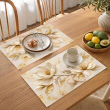1 pieza Mantel individual de lino, tapete para desayuno, posavasos de café, base para tazón, elemento moderno, accesorio de cocina, fácil de limpiar, apto para el hogar, restaurante, decoración del comedor, regalo festivo, regalo para amigos, juego de múltiples piezas - Multicolor - Ver 10