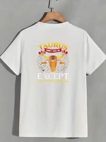 Camiseta de Mujer con Estampado de Tauro de 180G No te rindas, excepto los tontos con Patrón de Estrellas, Camiseta Casual de Manga Corta, Corte Holgado, Regalo de Cumpleaños para Ella, Amigas, Familia, Empresa, Building, Verano 2024 - Estilo Urbano Vintage, Camiseta Unisex de Algodón de Manga Corta y Cuello Redondo. - Blanco - Ver 2