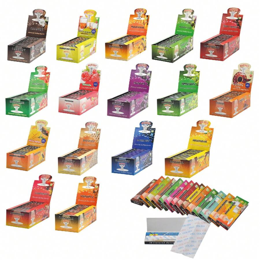 2500 Sheets/Box (50 Booklets), HORNET Series Flavored Rolling Papers 78MM Length, 50 Sheets/Booklet, Multiple Flavors To Choose From, Portable Boxed Rolling Papers Smoking Accessories