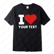 Camiseta Unisex de Algodón con Texto Personalizado, Camiseta Personalizada 'I Love', Camisetas de San Valentín, Camiseta Personalizada 'I Heart', Camisetas 'I Love My Girlfriend Boyfriend' - Negro - Ver 8