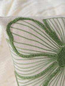 1件現代極簡抹茶綠花卉刺繡抱枕套，春夏花卉枕套，適合室內裝飾，四季通用枕套，不含枕芯，美學家居 - 抹茶綠 - 查看 6