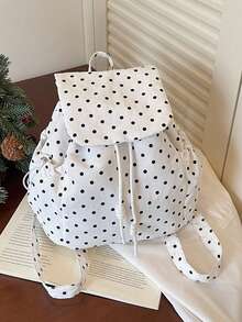 Nueva mochila para niñas, bolso de mano popular con lunares, bolsa escolar multifuncional de gran capacidad - Beis - Ver 13