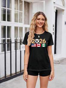 Camiseta de Fútbol para Mujer 2026, Camisetas para el Día del Partido de Fútbol de Norteamérica, Camiseta con Gráficos de Fútbol, Camisetas Deportivas para Fanáticos - Estilo - Ver 4