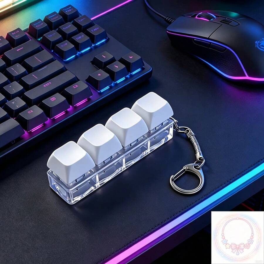Unique Press The Button Keychain Unisex 3 Colors Non Luminous Decompression Fidget Trinket Boredom Gift Ornaments OHYE - Macaron Colors - View 1