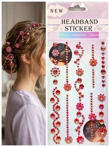 1pc 2pcs Flower Hair Stickers Face Jewels Set, Face Stickers, Face Gems, Hair Gems, Self-Adhesive Rhinestone Hair Gems & Floral Body Crystals, Coquette Fairycore Pearl Diamond Hair Accessories For Festival, Party, Prom, Rave - Multicolor - View 23