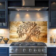 Kitchen Wallpaper Self Adhesive Oil Proof Sticker Waterproof Backsplash Wall Protector Film Removable Paper For Cupboard 30 X 16 Inch (Tree 2, 30L X16W) - 顏色 - 查看 1