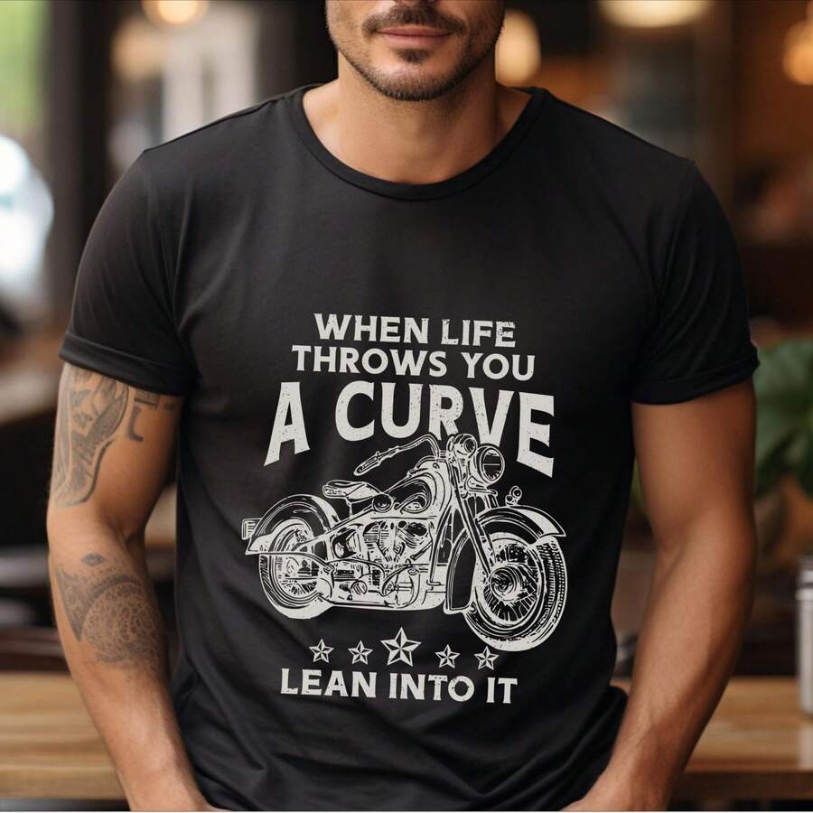 Biker S1Hirt When L1ife TH1Rows You A Curve Lean Into It hirt Vintage Motorcycle T1EE Gift T-S1Hirt.JPG - Negro - Ver 1
