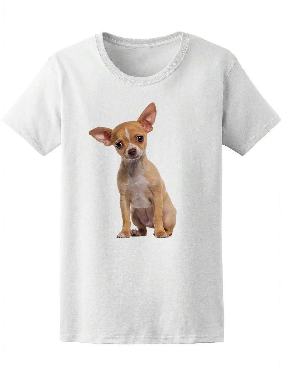 Hermosa y Adorable Camiseta de Chihuahua para Mujer -Imagen de Shutterstock, Mujer Pequeña - Blanco - Ver 1
